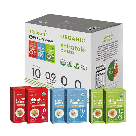 Caloless Konjac Shirataki Noodles 6-Pack (Angel Hair/Fettuccine/Spaghetti) Low Carb Keto Pasta, Gluten Free, Vegan, Keto Paleo Friendly, Low Calorie Food